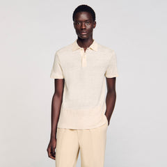 Linen polo shirt Ivory. Sandro Men