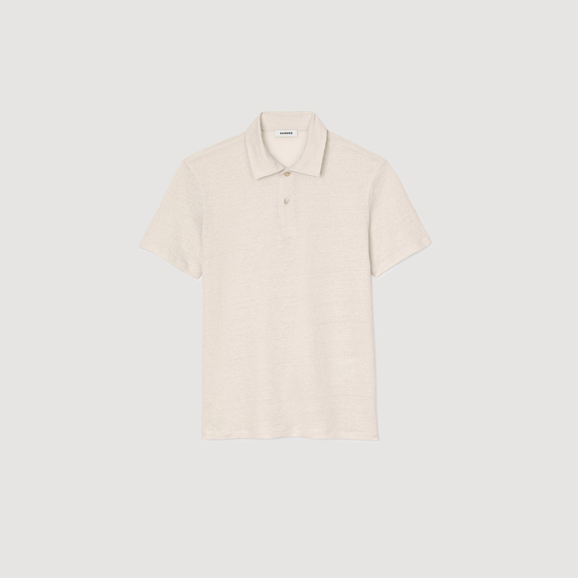 Linen polo shirt Ivory. Sandro Men