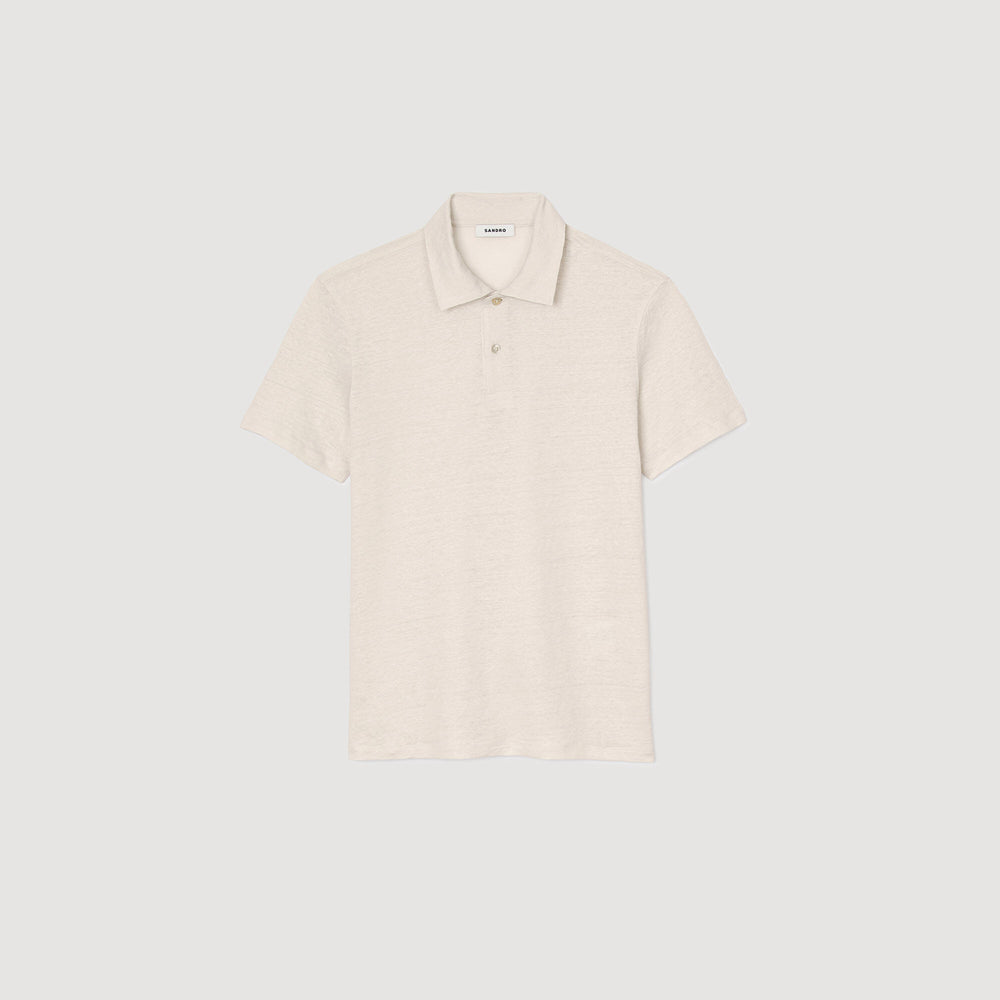 Linen polo shirt Ivory. Sandro Men