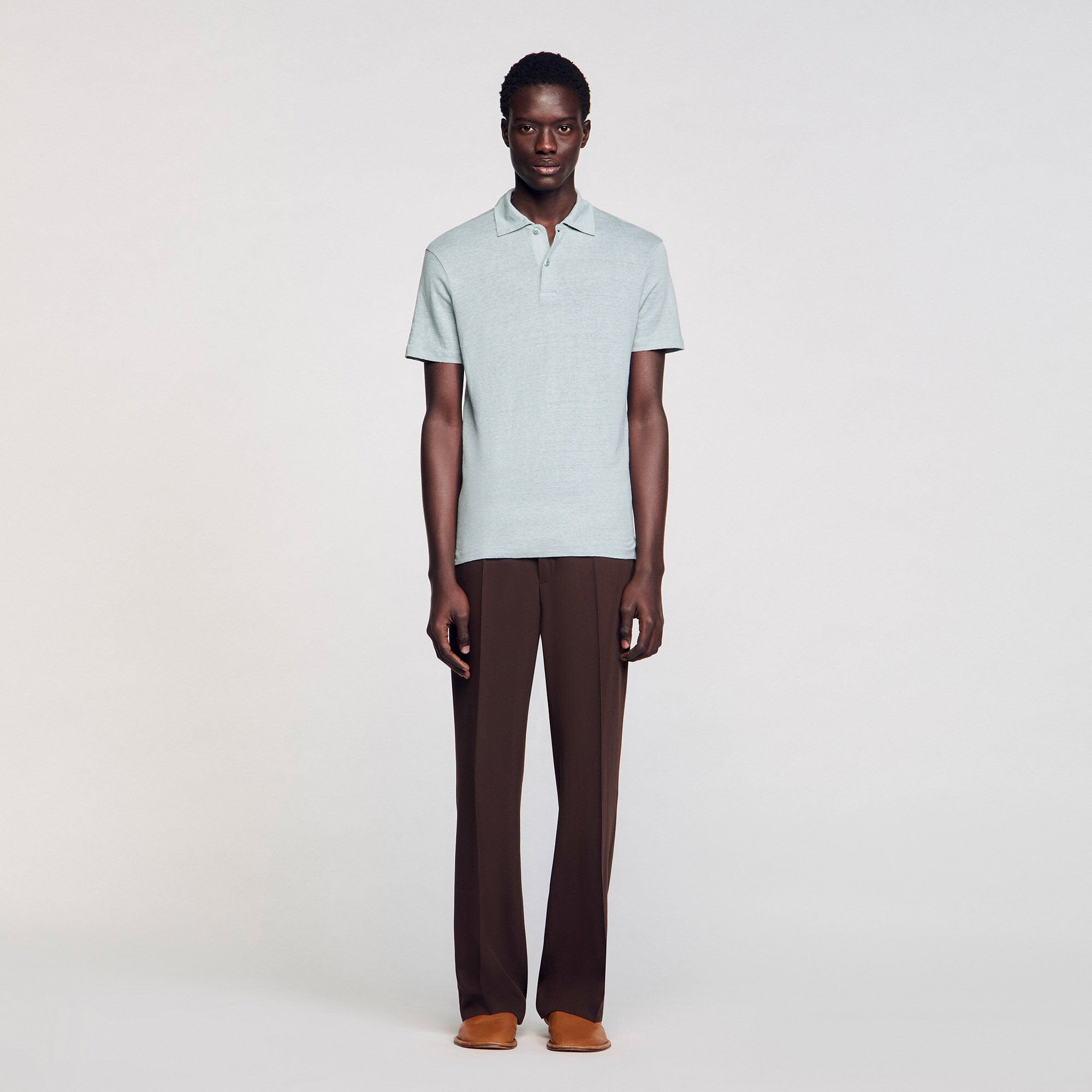 Linen polo shirt Chambray Sandro Men