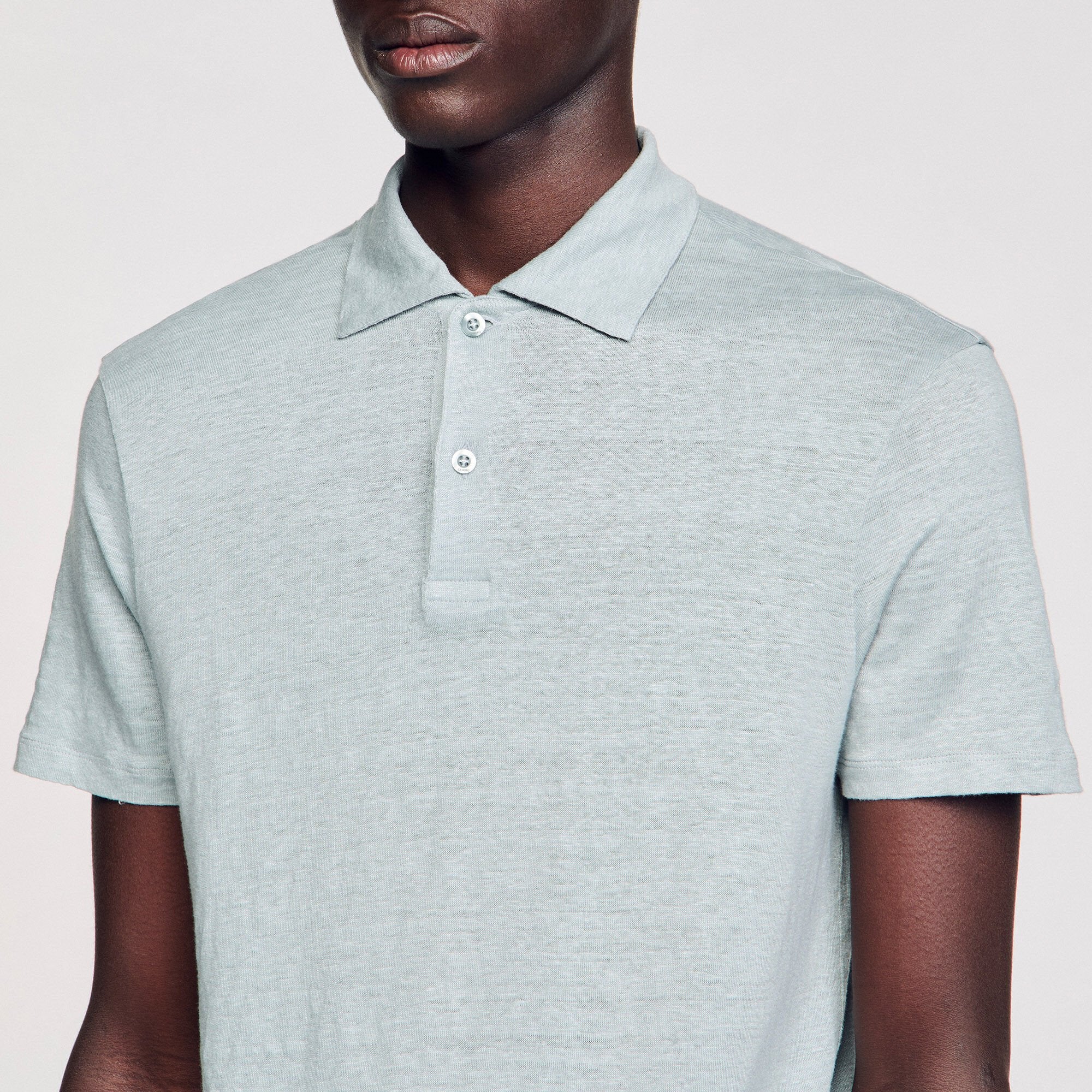 Linen polo shirt Chambray Sandro Men