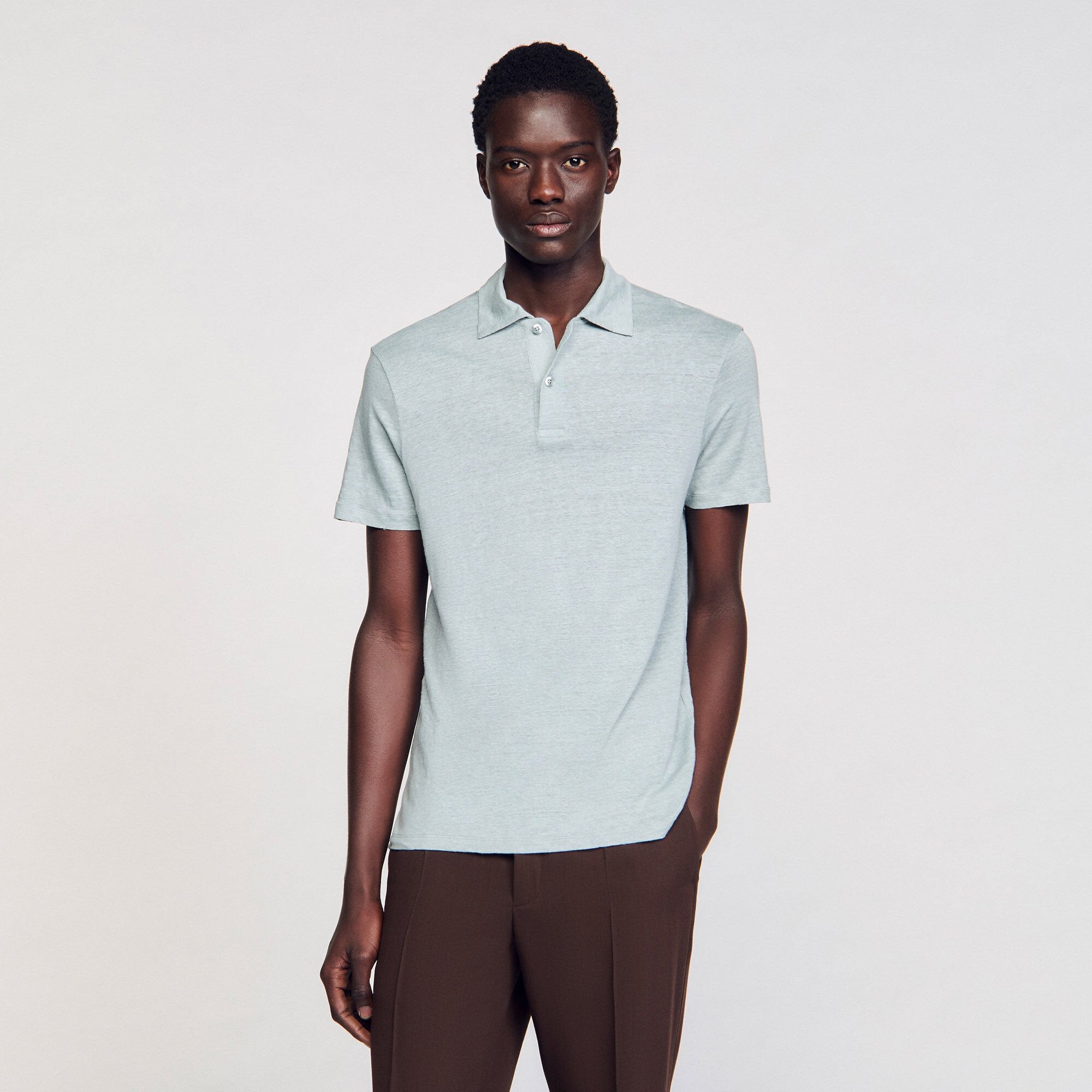 Linen polo shirt Chambray Sandro Men