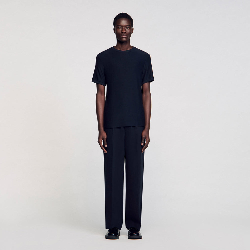 Mock neck T-shirt Midnight Blue Sandro Men