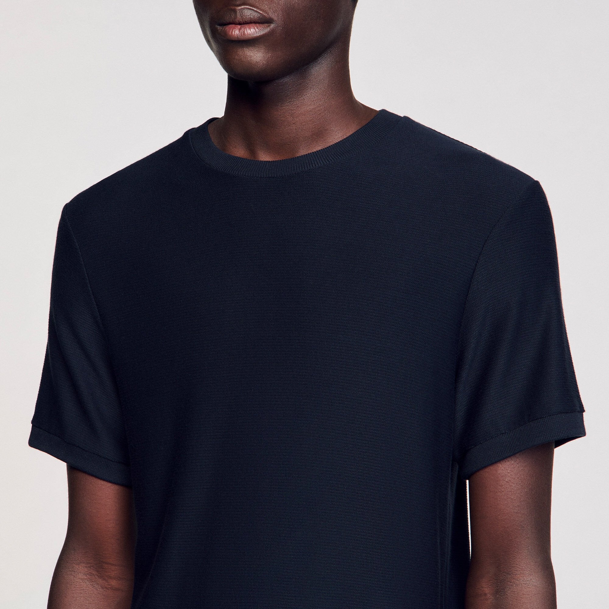 Mock neck T-shirt Midnight Blue Sandro Men