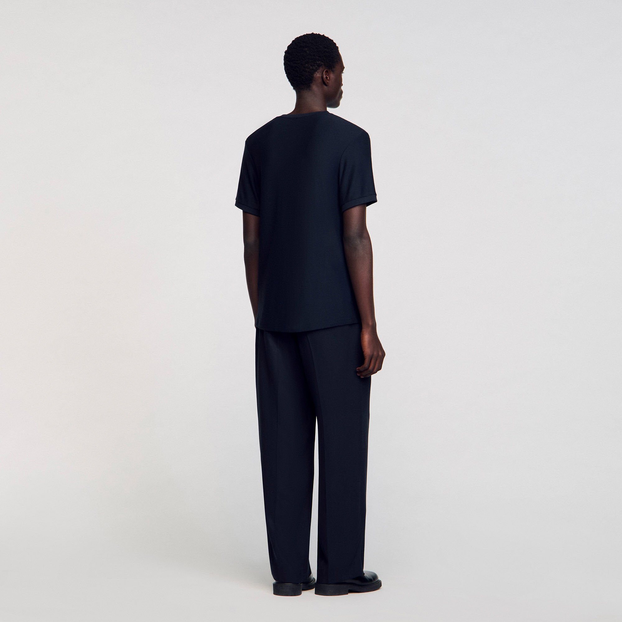 Mock neck T-shirt Midnight Blue Sandro Men
