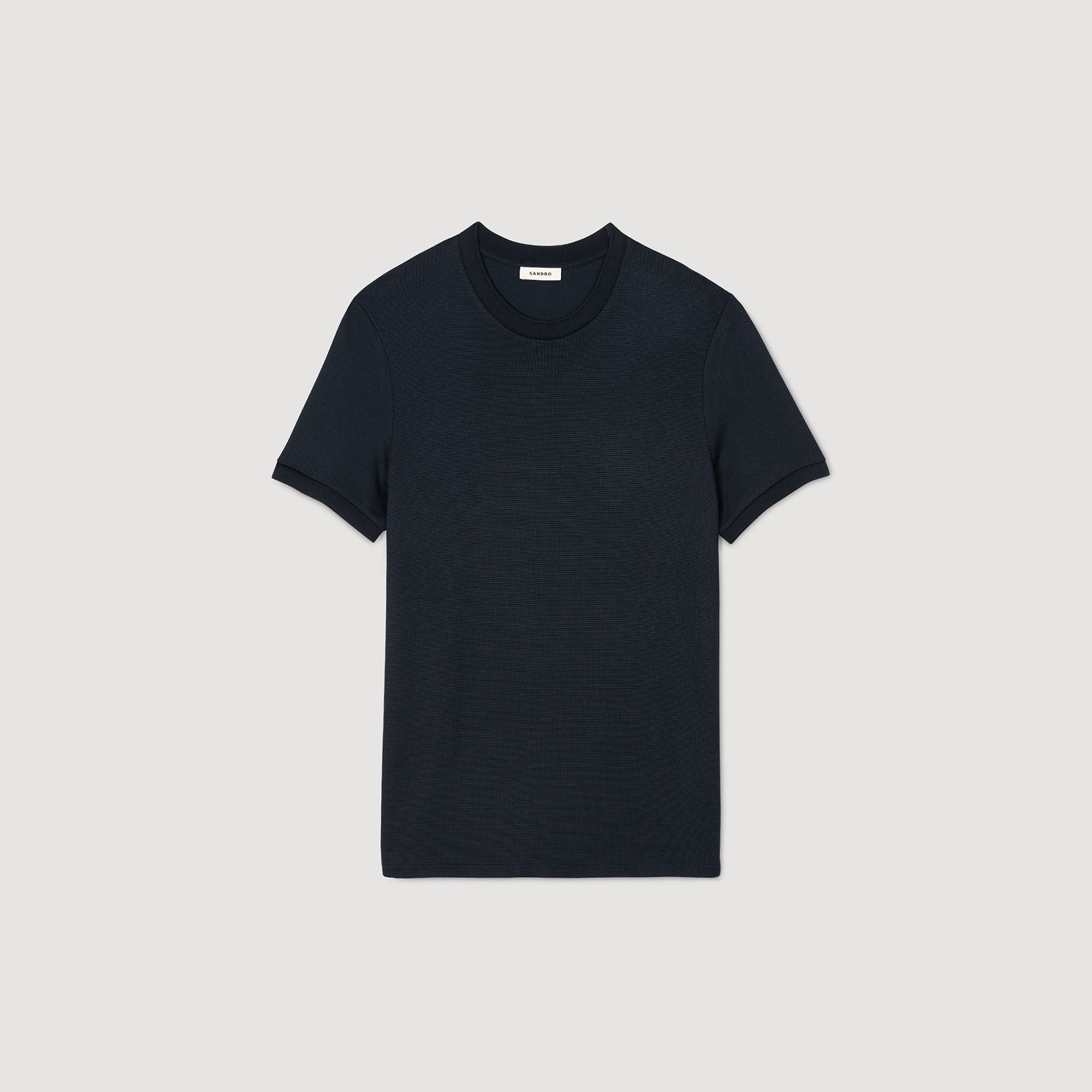 Mock neck T-shirt Midnight Blue Sandro Men