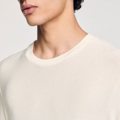 Mock neck T-shirt Ivory. Sandro Men