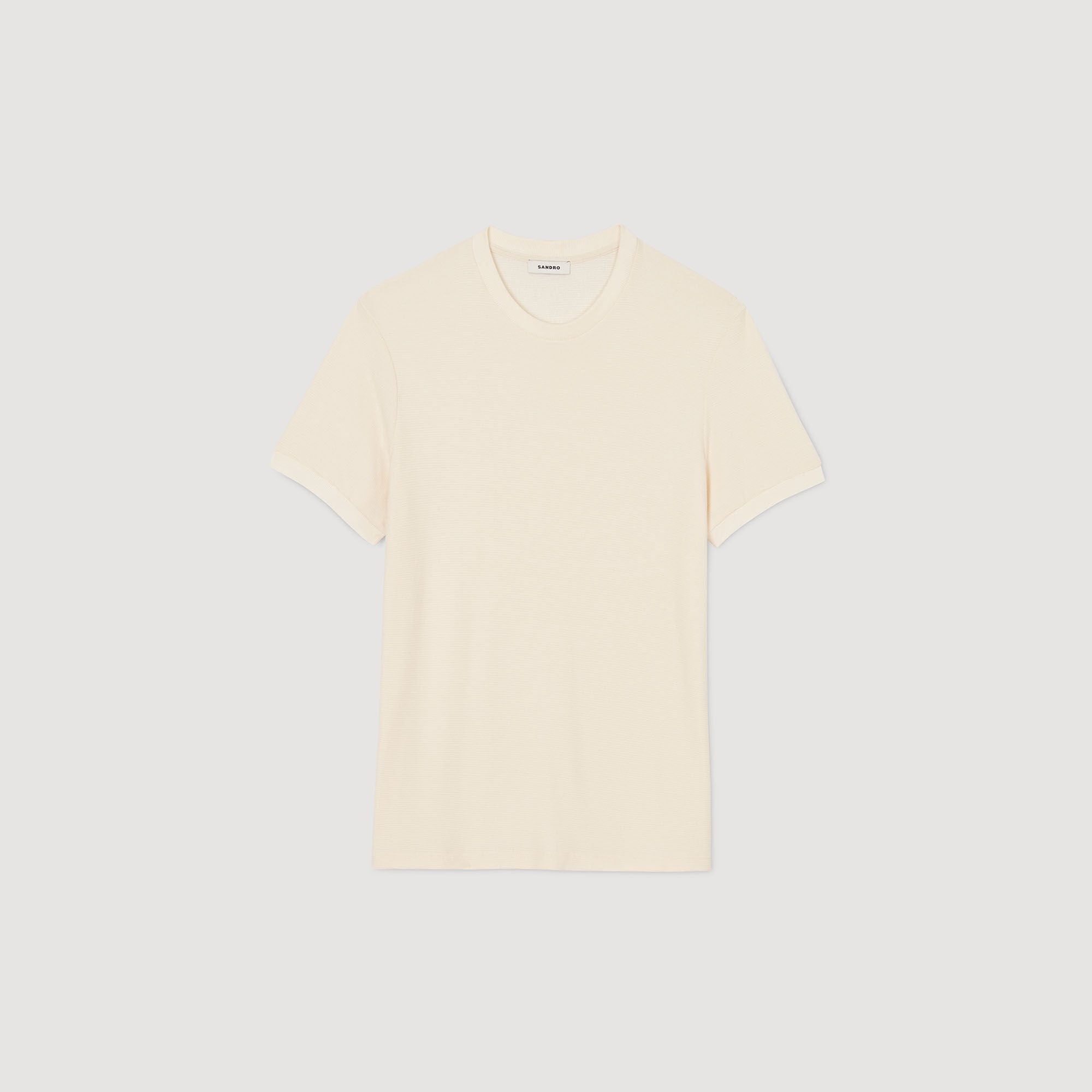 Mock neck T-shirt Ivory. Sandro Men