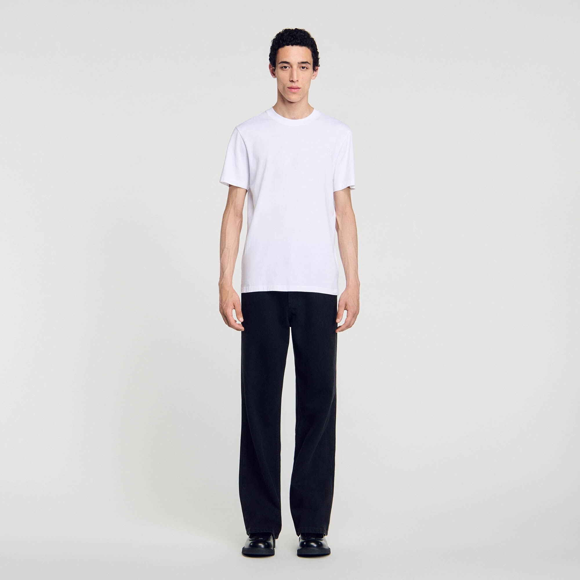 Cotton T-shirt White Sandro Men