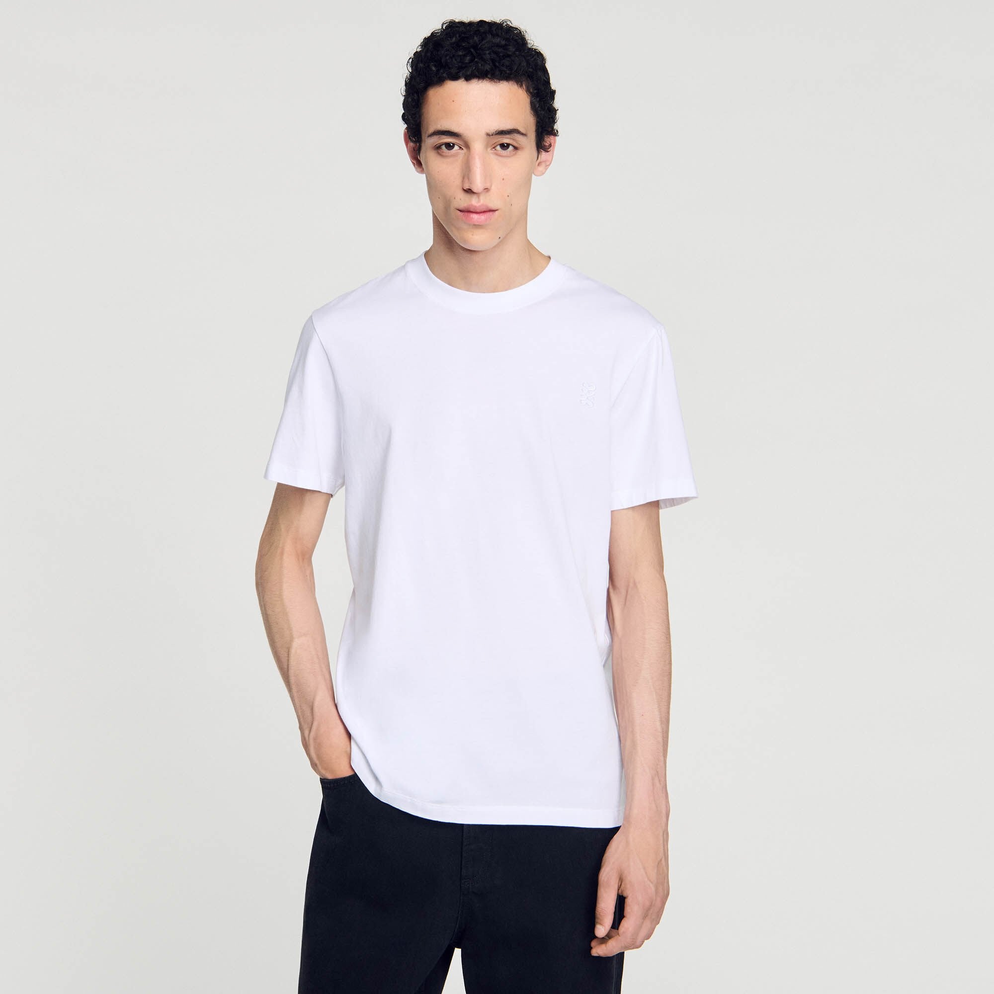 Cotton T-shirt White Sandro Men