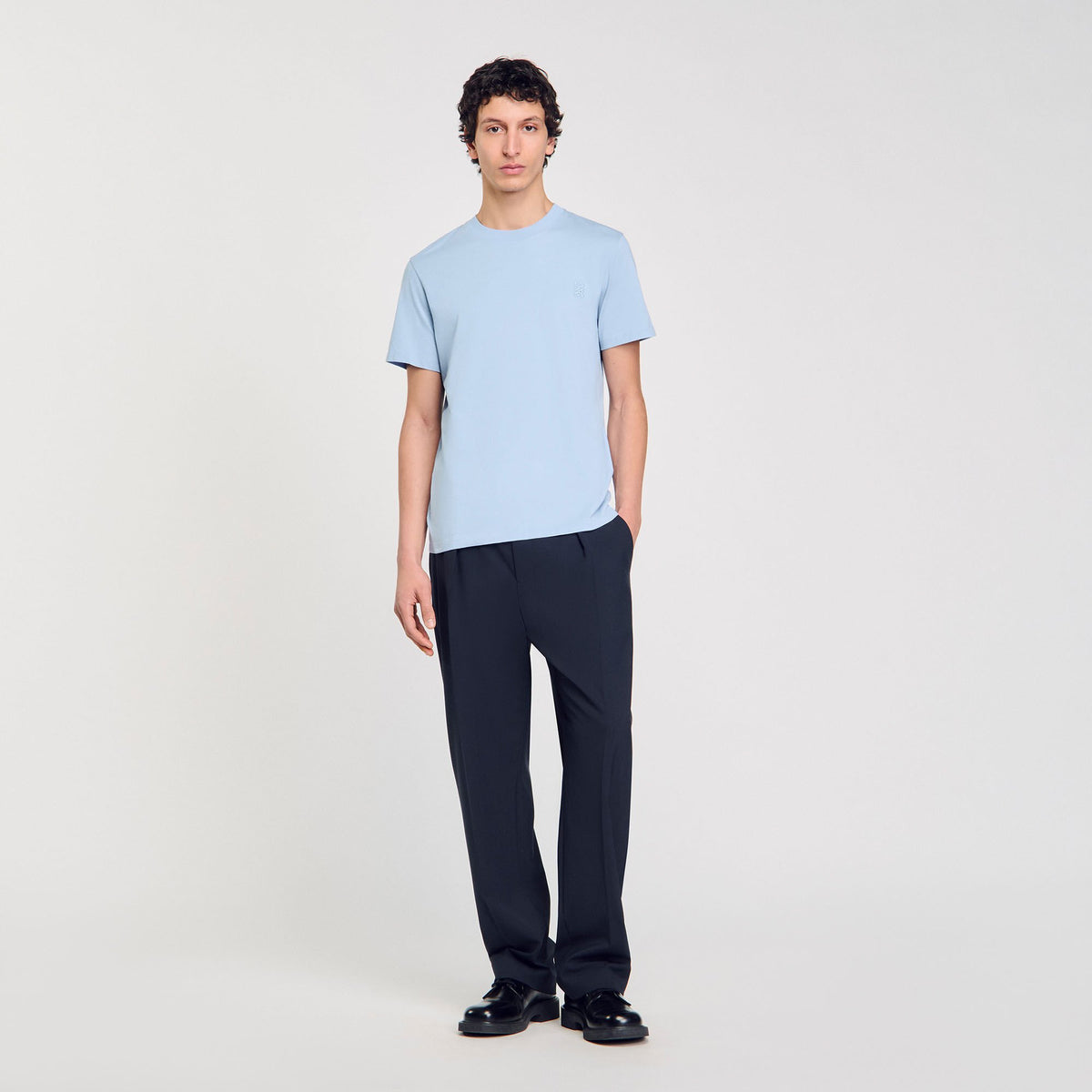 Cotton T-shirt Blue Sky Sandro Men