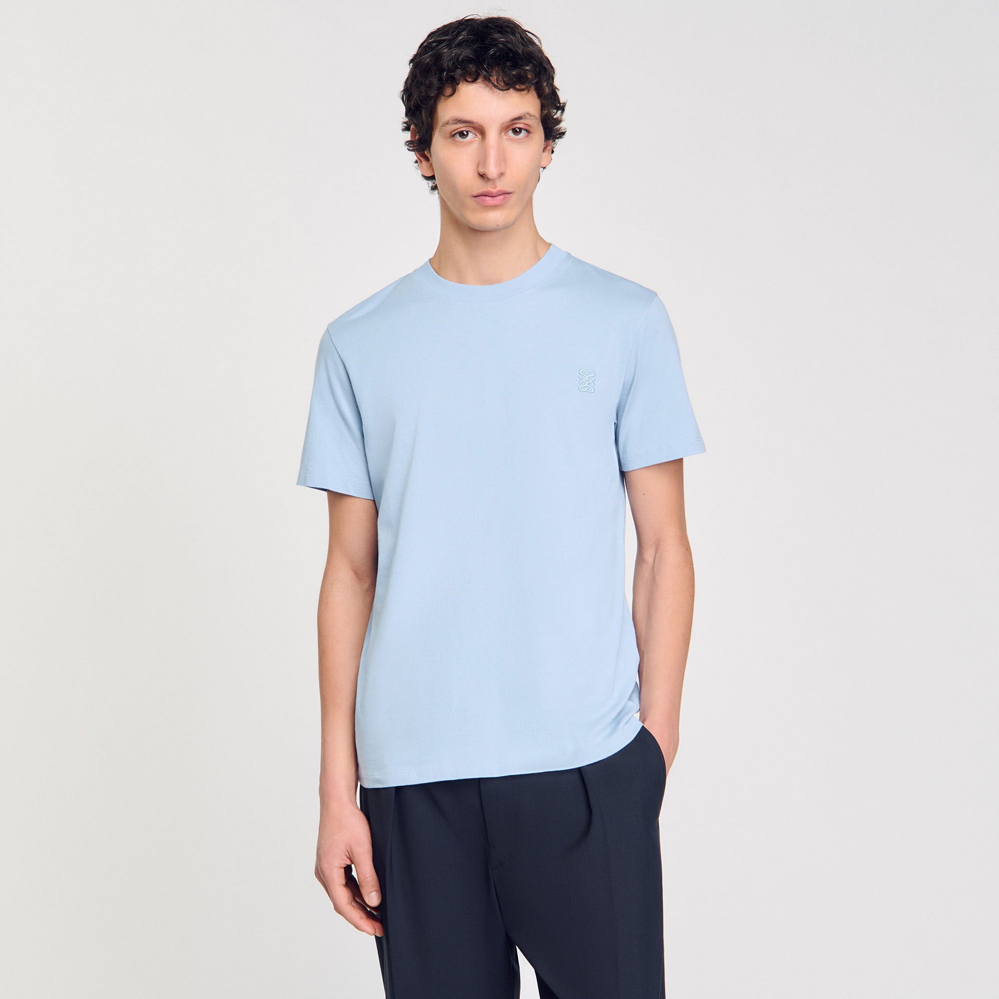 Cotton T-shirt Blue Sky Sandro Men