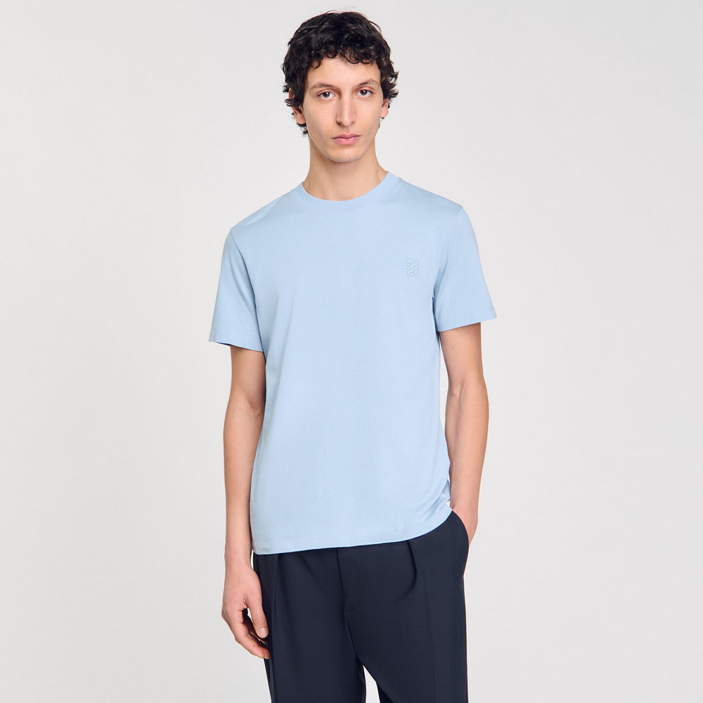 Cotton T-shirt Blue Sky Sandro Men