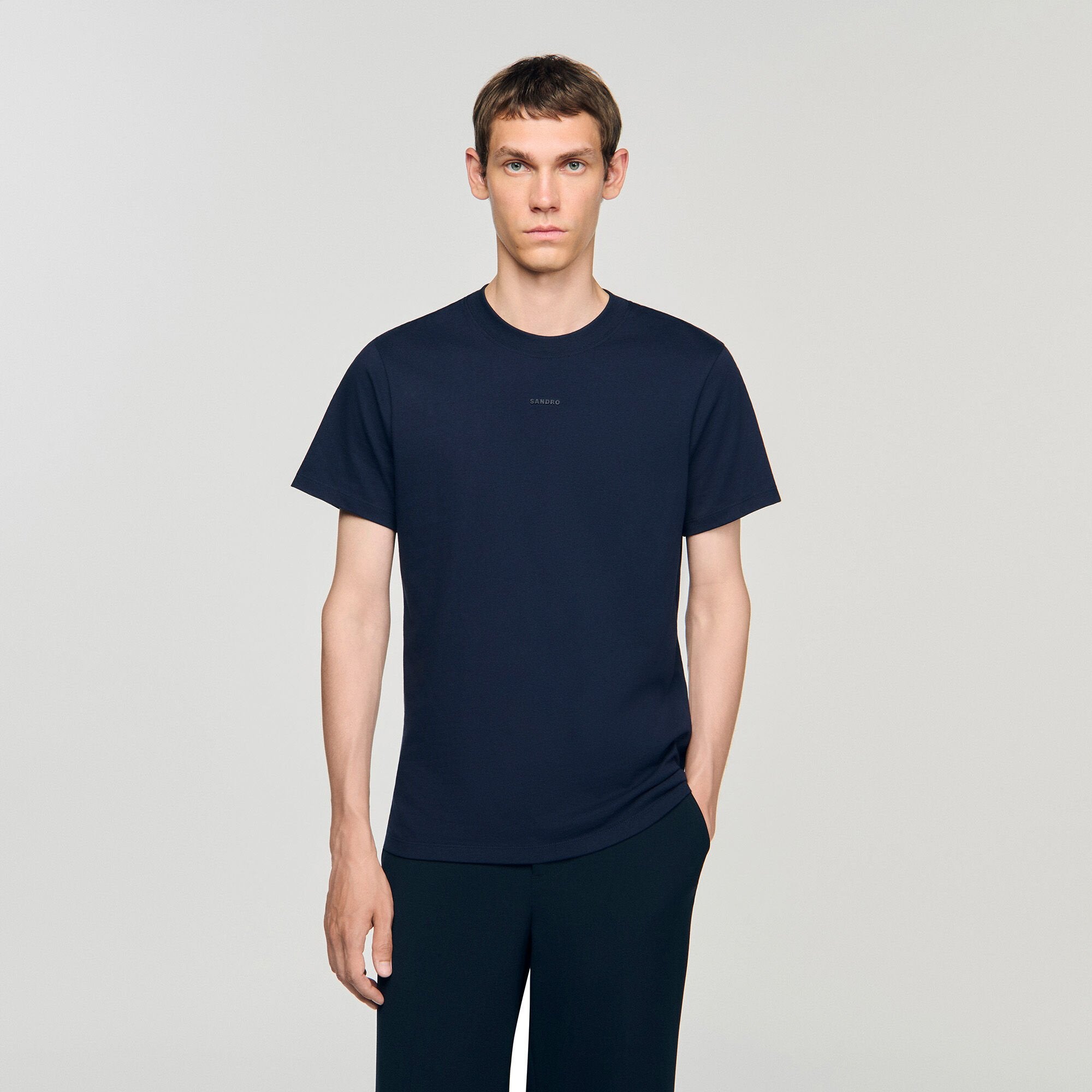 Cotton T-shirt with logo Midnight Blue Sandro Men