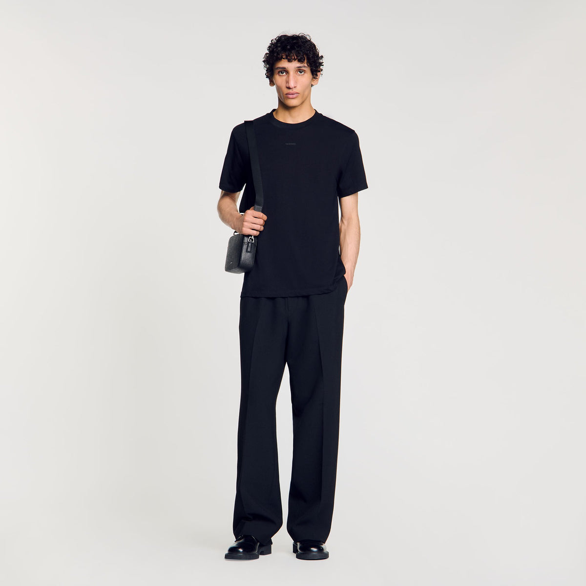 Cotton T-shirt with logo Black Sandro Men