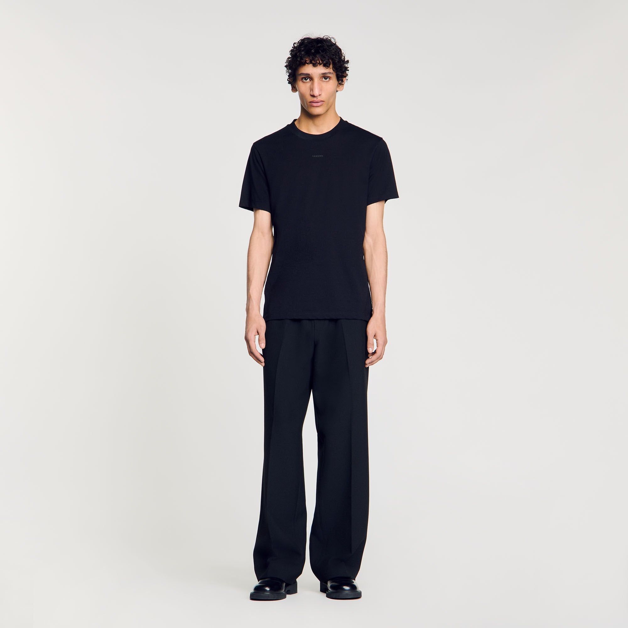 Cotton T-shirt with logo Black Sandro Men