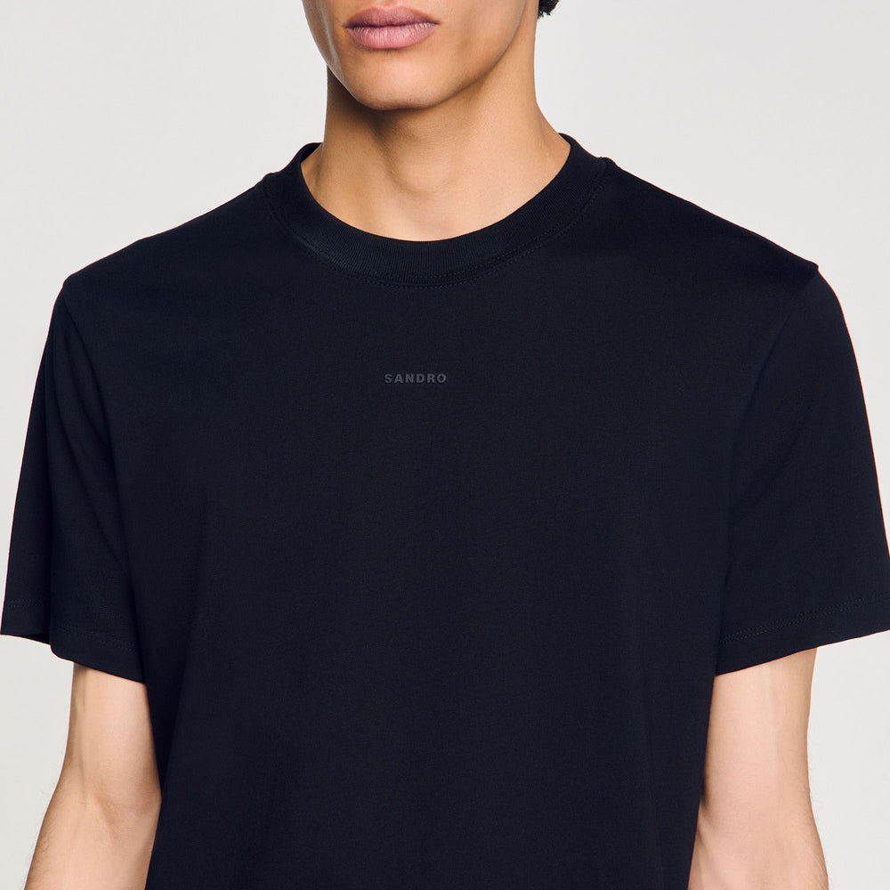 Cotton T-shirt with logo Black Sandro Men