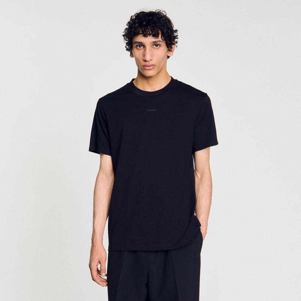 Cotton T-shirt with logo Black Sandro Men