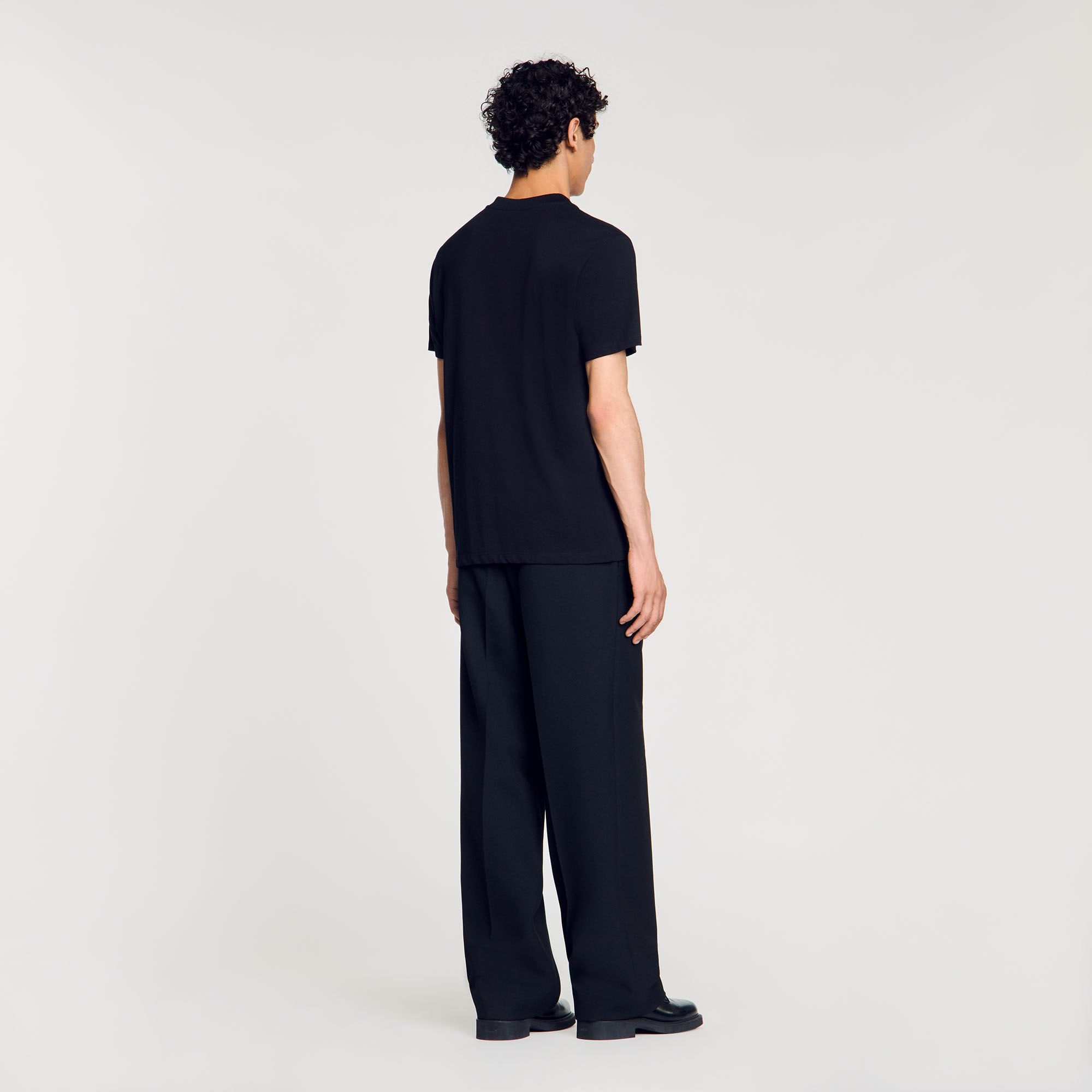 Cotton T-shirt with logo Black Sandro Men