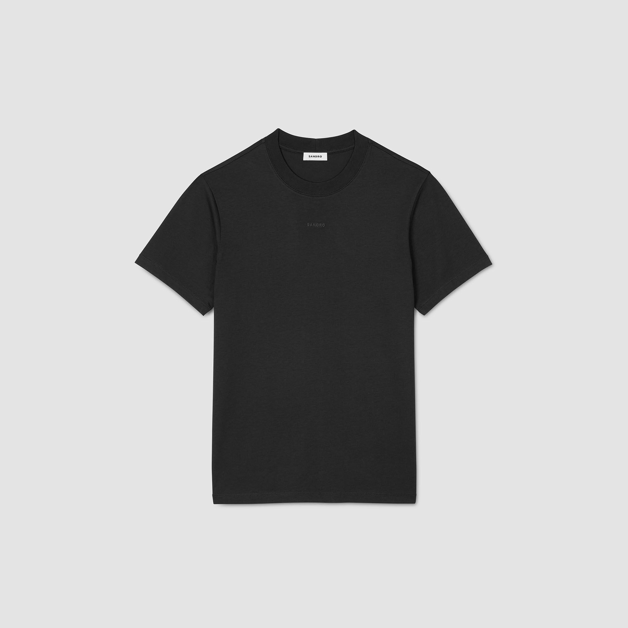 Cotton T-shirt with logo Black Sandro Men