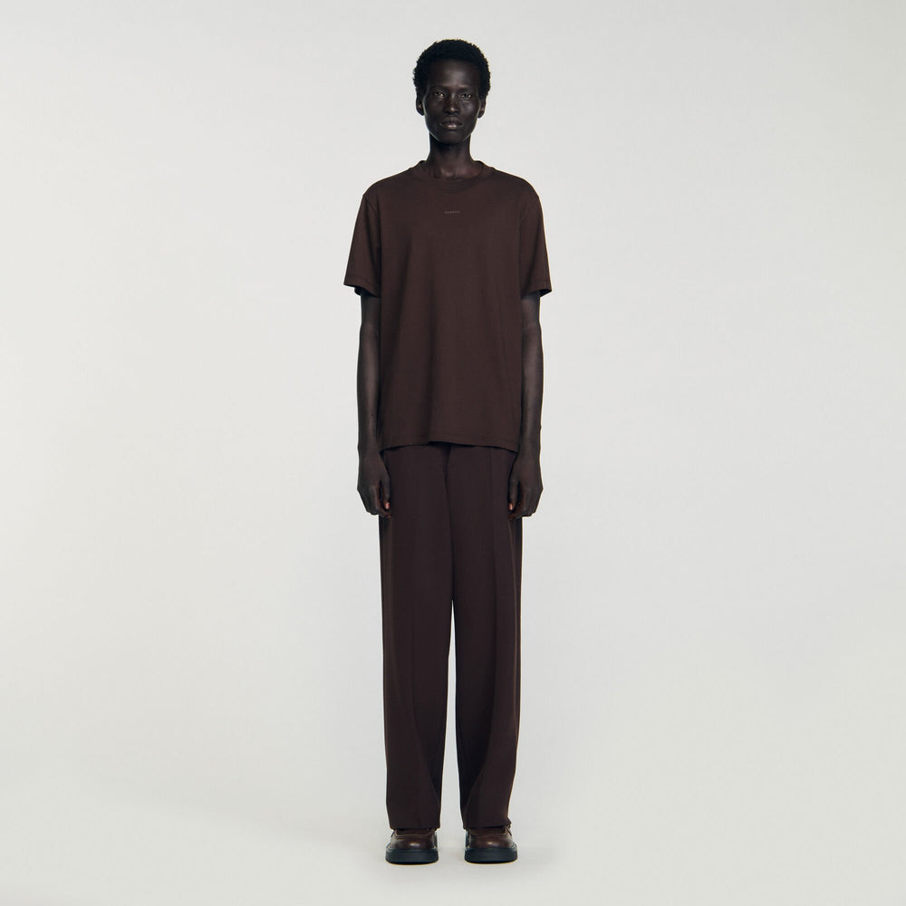 Cotton T-shirt with logo Chocolate Sandro Men