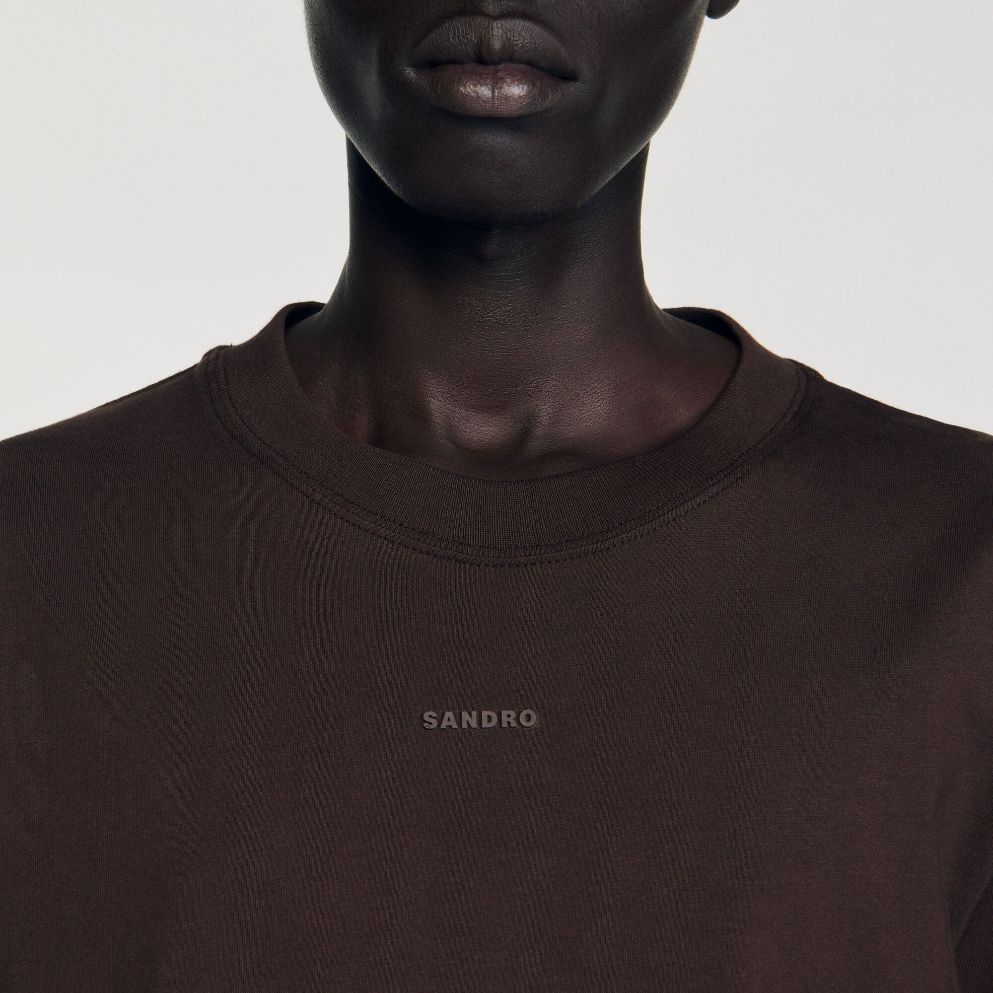 Cotton T-shirt with logo Chocolate Sandro Men