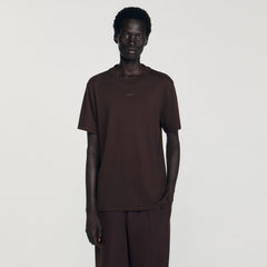 Cotton T-shirt with logo Chocolate Sandro Men