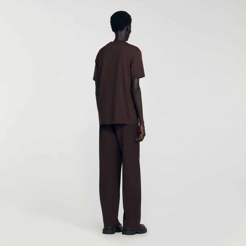 Cotton T-shirt with logo Chocolate Sandro Men