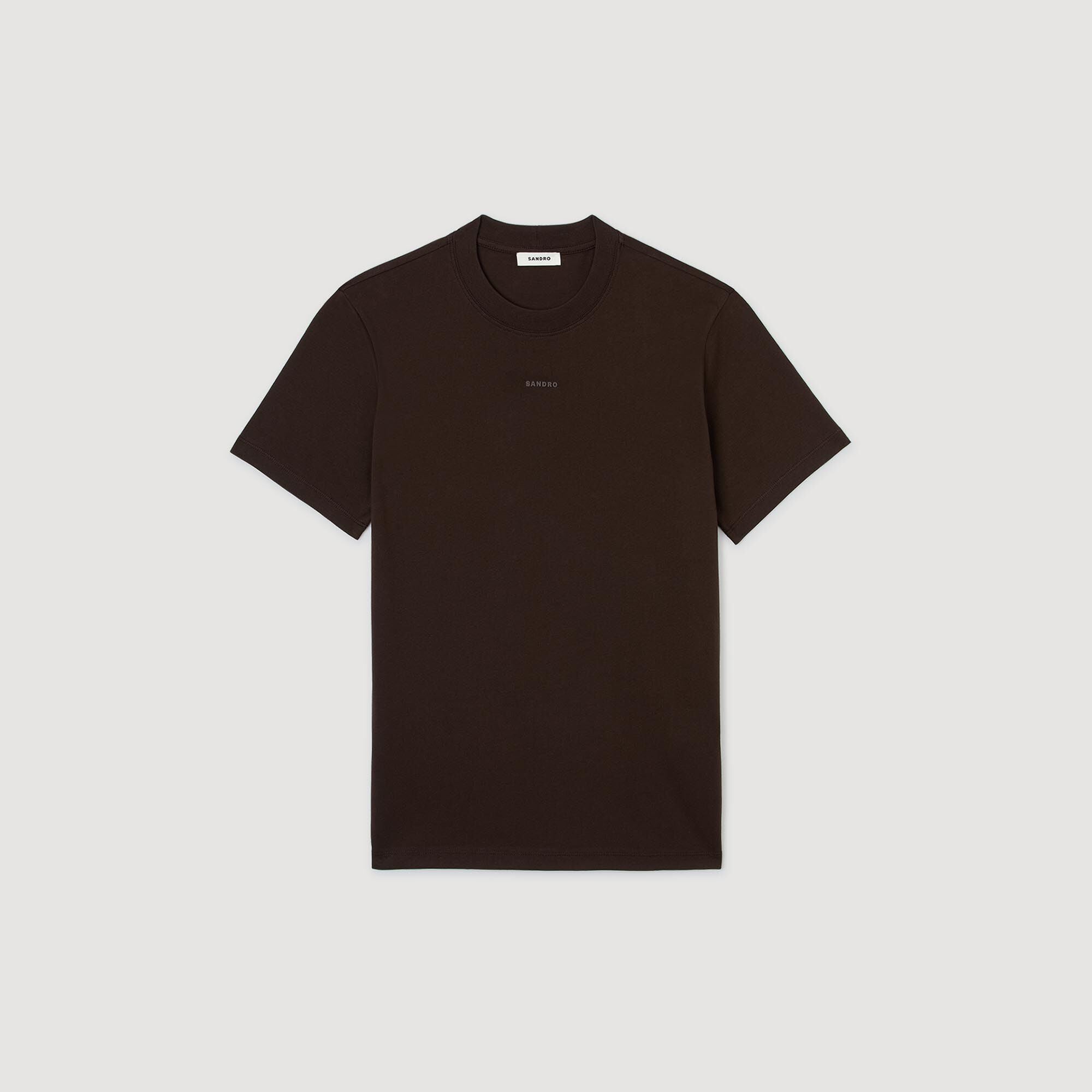 Cotton T-shirt with logo Chocolate Sandro Men