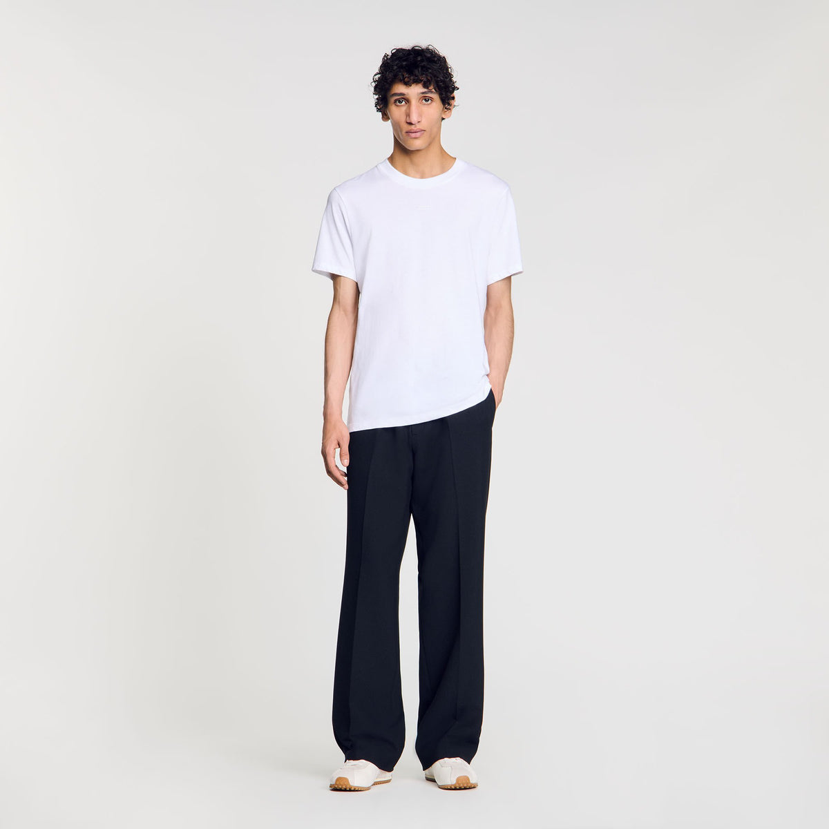 Cotton T-shirt with logo Optic White Sandro Men