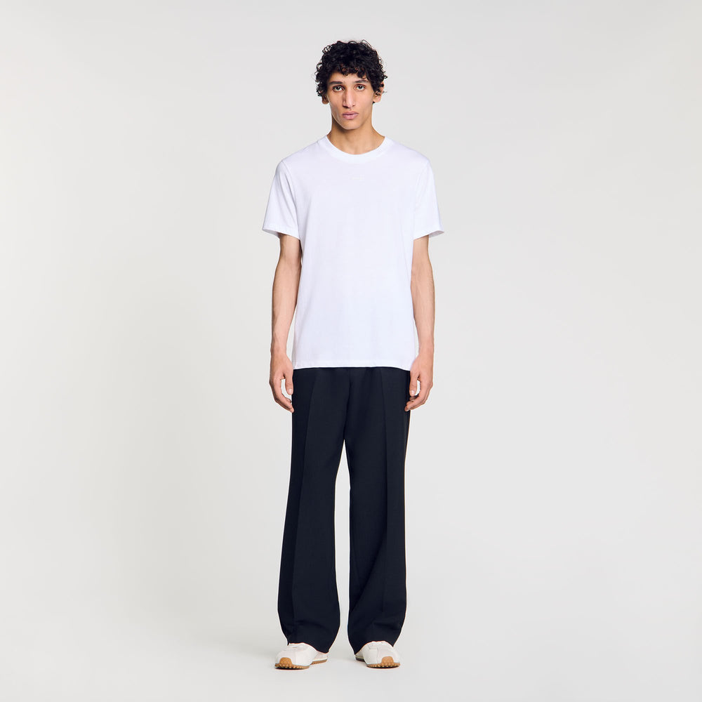 Cotton T-shirt with logo Optic White Sandro Men