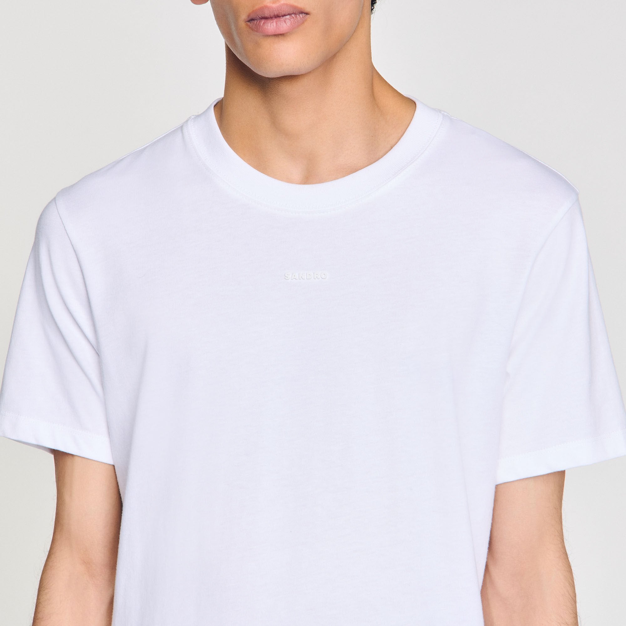 Cotton T-shirt with logo Optic White Sandro Men