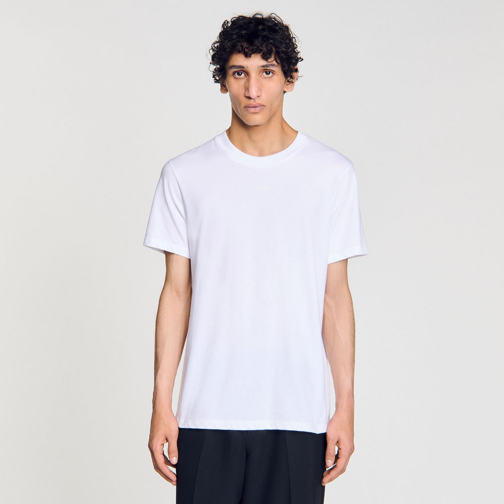 Cotton T-shirt with logo Optic White Sandro Men