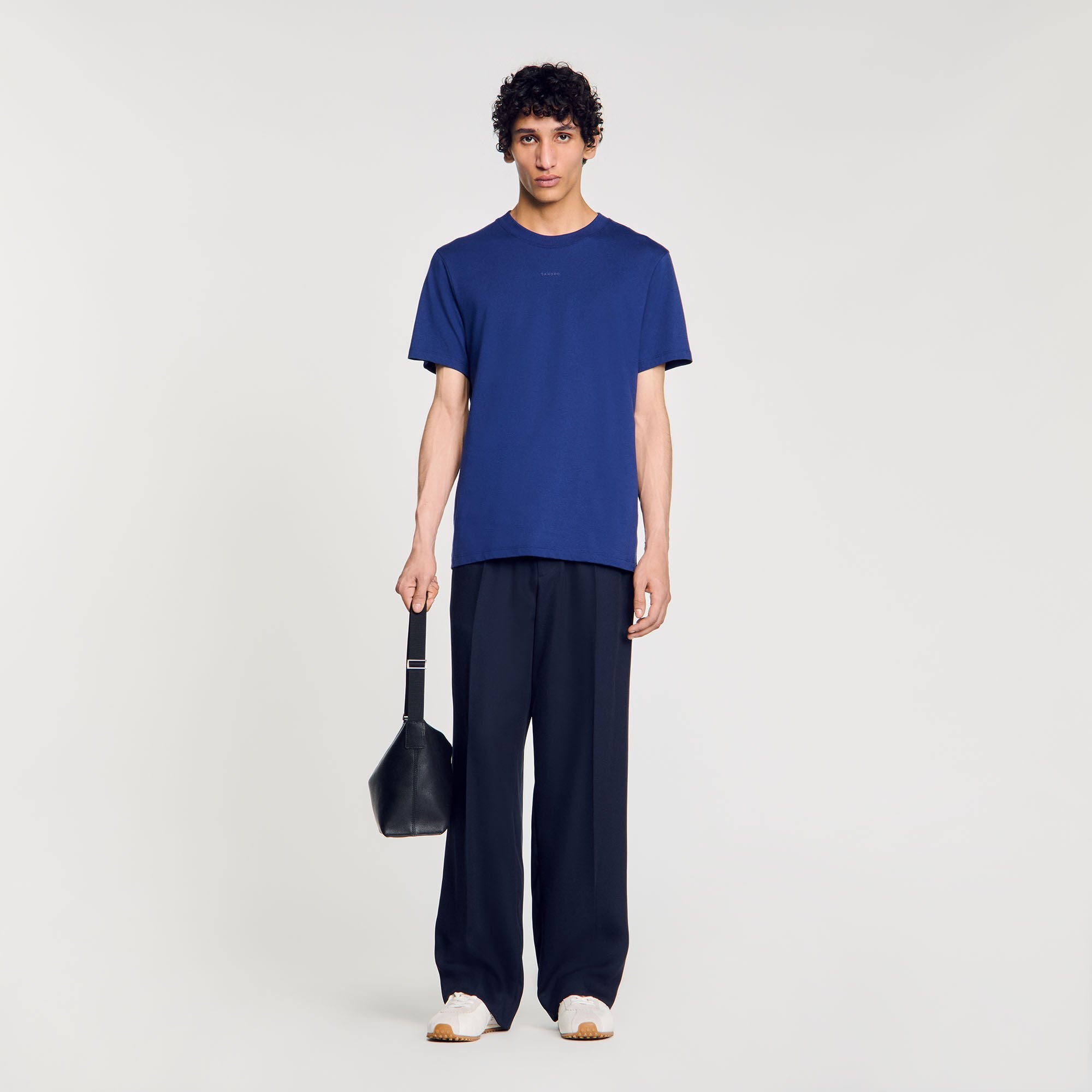 Cotton T-shirt with logo Royal Blue Sandro Men