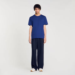 Cotton T-shirt with logo Royal Blue Sandro Men