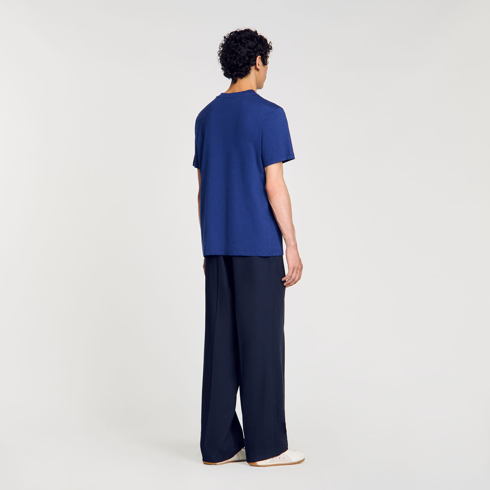 Cotton T-shirt with logo Royal Blue Sandro Men