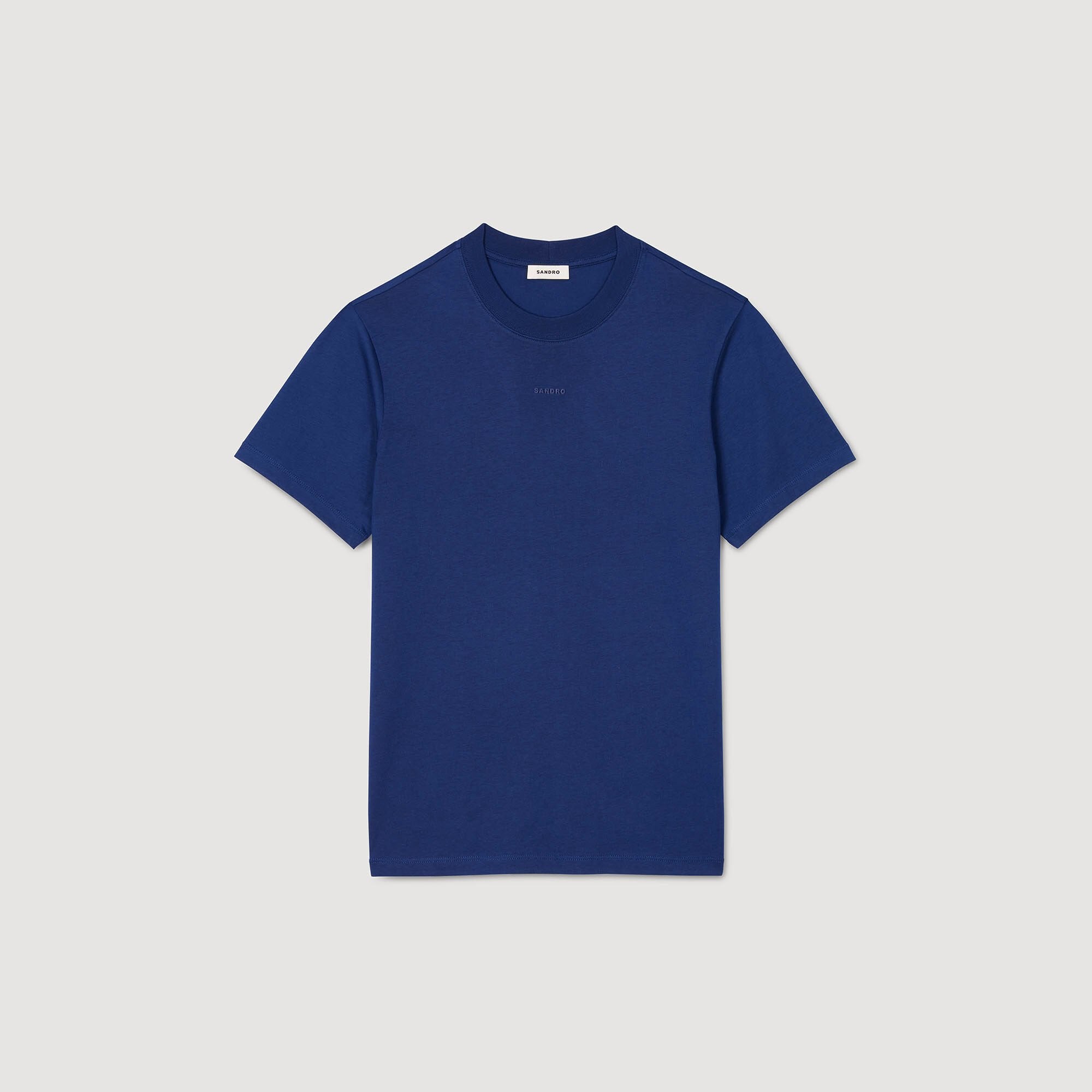 Cotton T-shirt with logo Royal Blue Sandro Men