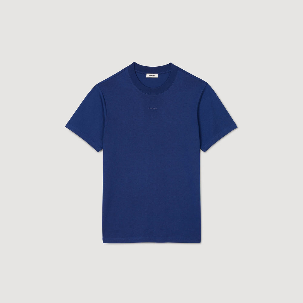 Cotton T-shirt with logo Royal Blue Sandro Men
