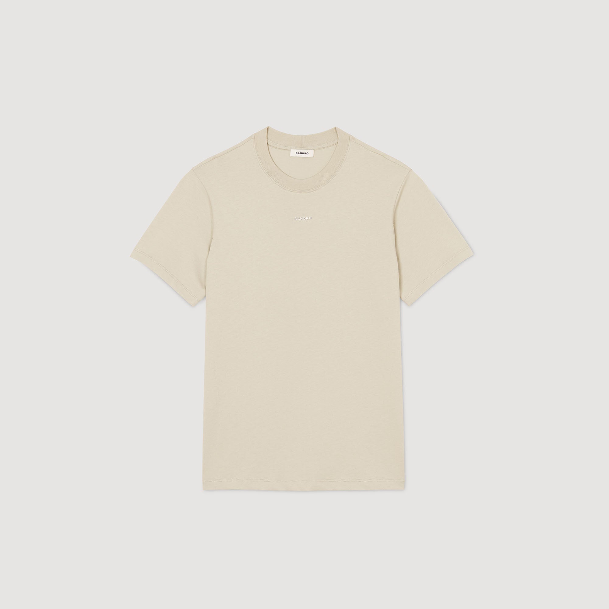Cotton T-shirt with logo Light Kaki. Sandro Men