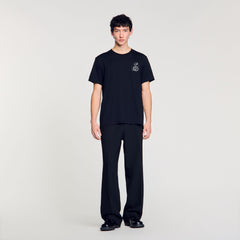 T-shirt with snake detail Black Sandro Men