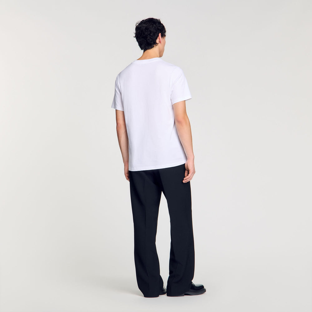 T-shirt with snake detail Optic White Sandro Men