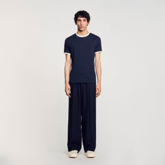 Two-tone patch T-shirt Navy Blue Sandro Men
