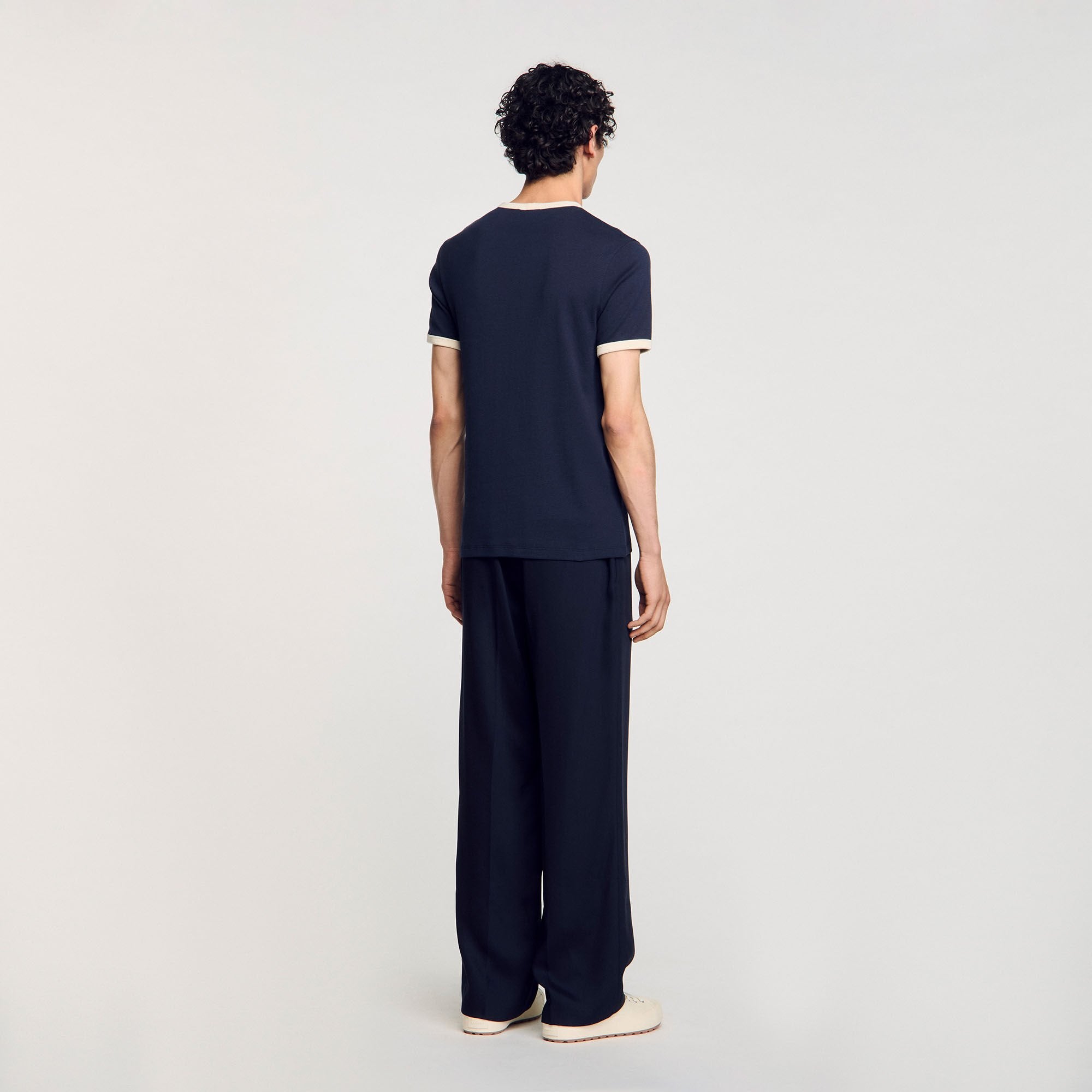 Two-tone patch T-shirt Navy Blue Sandro Men