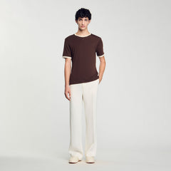 Two-tone patch T-shirt Moka. Sandro Men