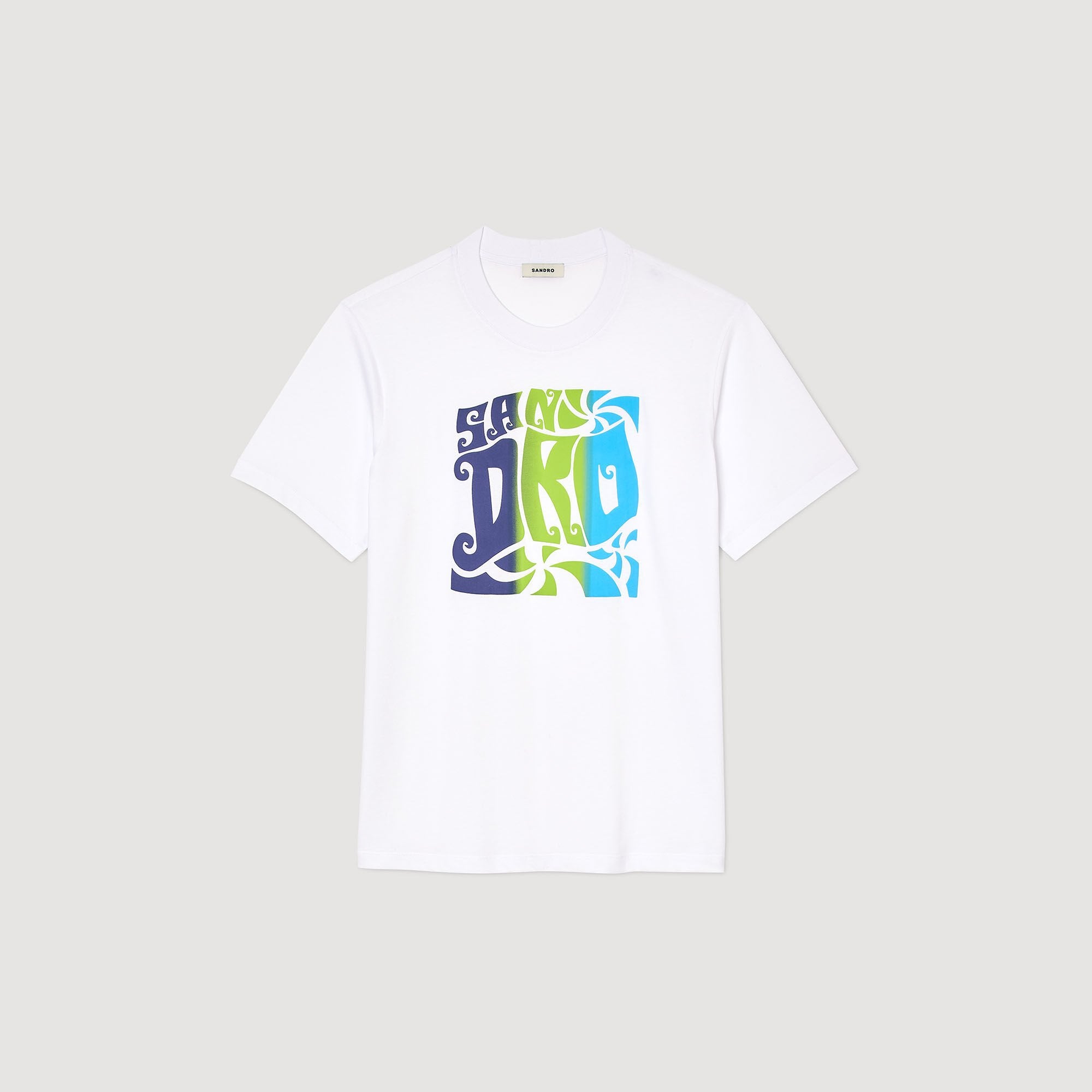 Wave print cotton T-shirt Optic White Sandro Men