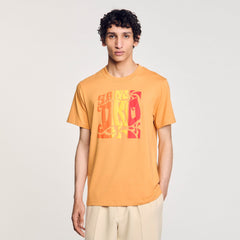 Wave print cotton T-shirt Mandarin. Sandro Men