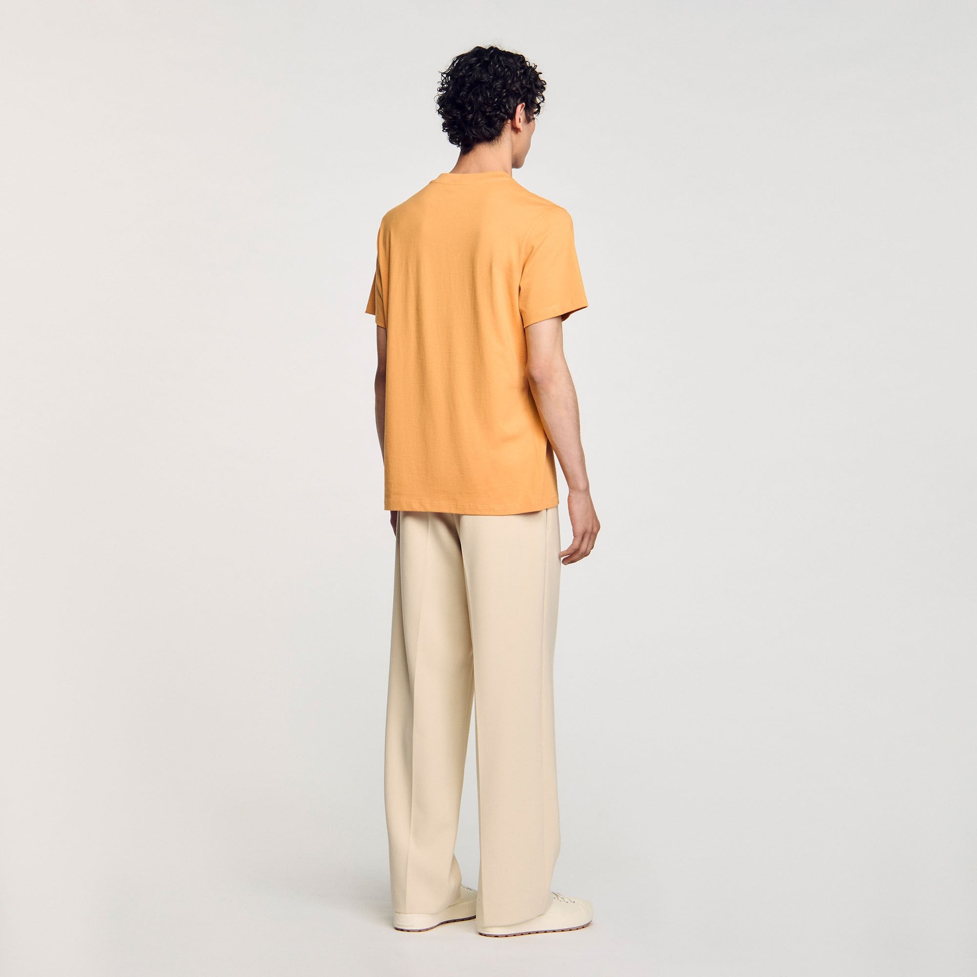 Wave print cotton T-shirt Mandarin. Sandro Men