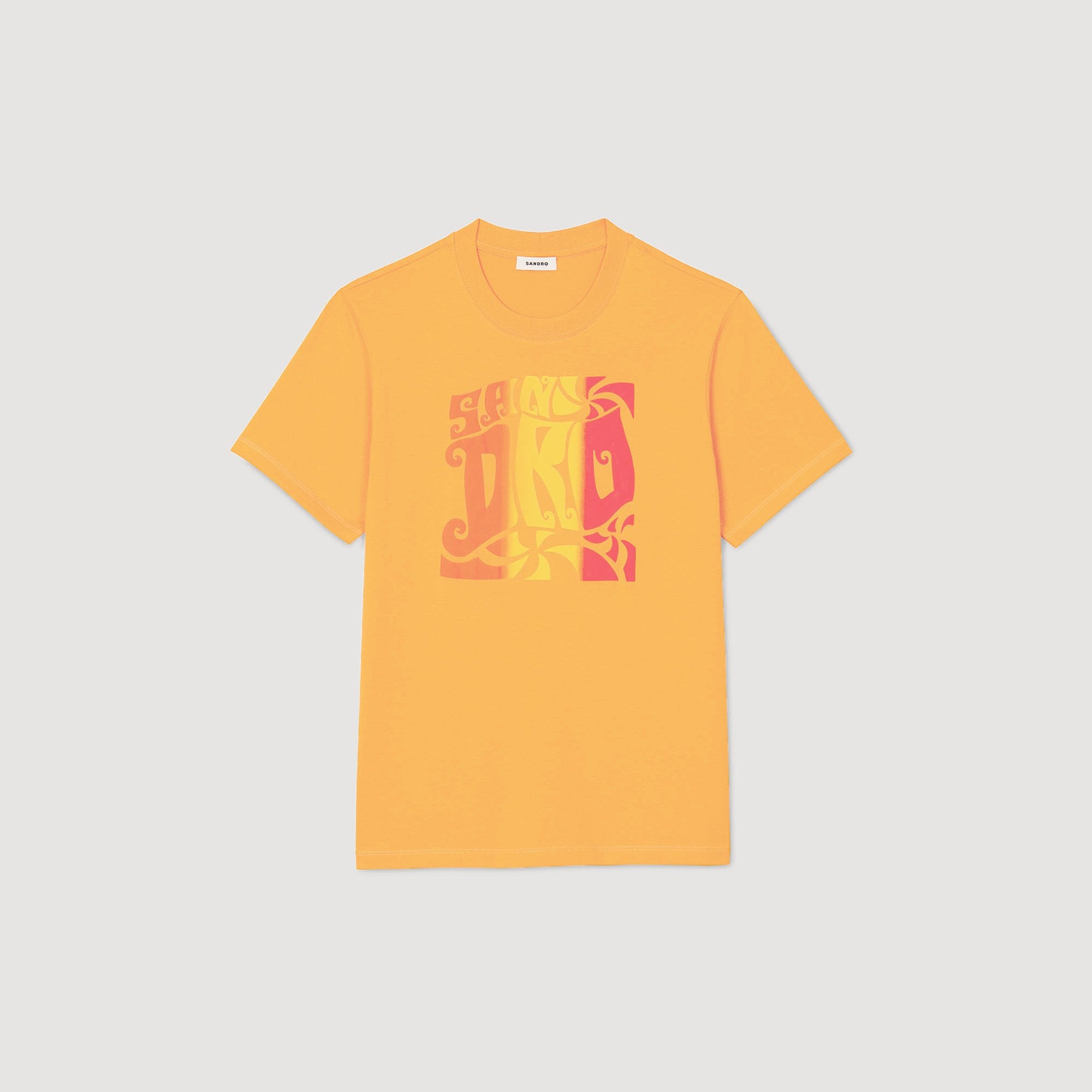 Wave print cotton T-shirt Mandarin. Sandro Men