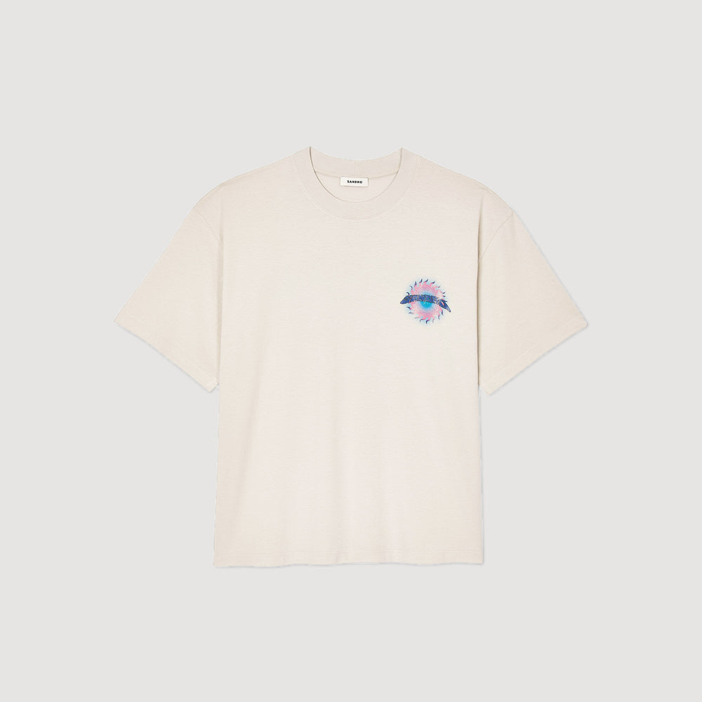 Sun motif T-shirt Vintage White Sandro Men