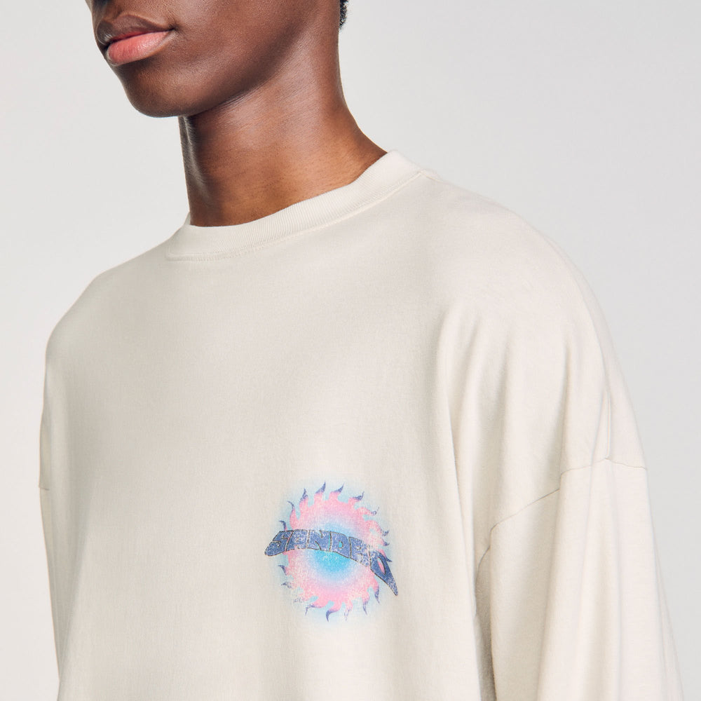 Sun motif T-shirt Vintage White Sandro Men